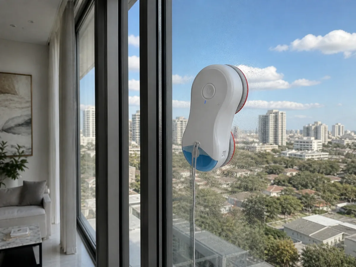 HUTT C7 limpiando una cristalera exterior